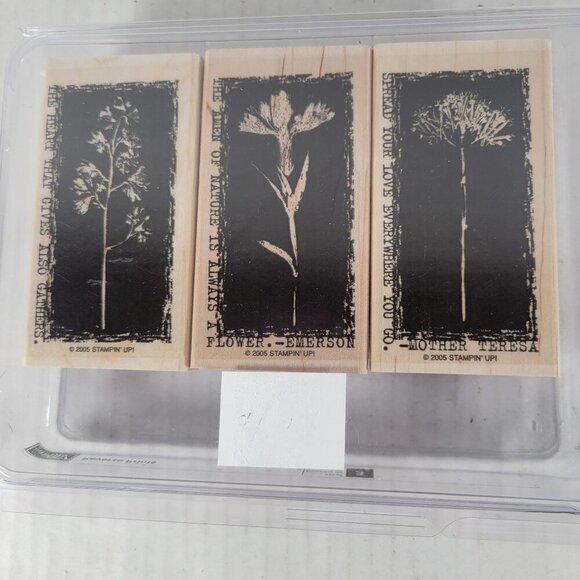 Stampin' Up! Reverse Prints Set of 3 Floral Religious Inspirational Stamps 2005 - Picture 1 of 5